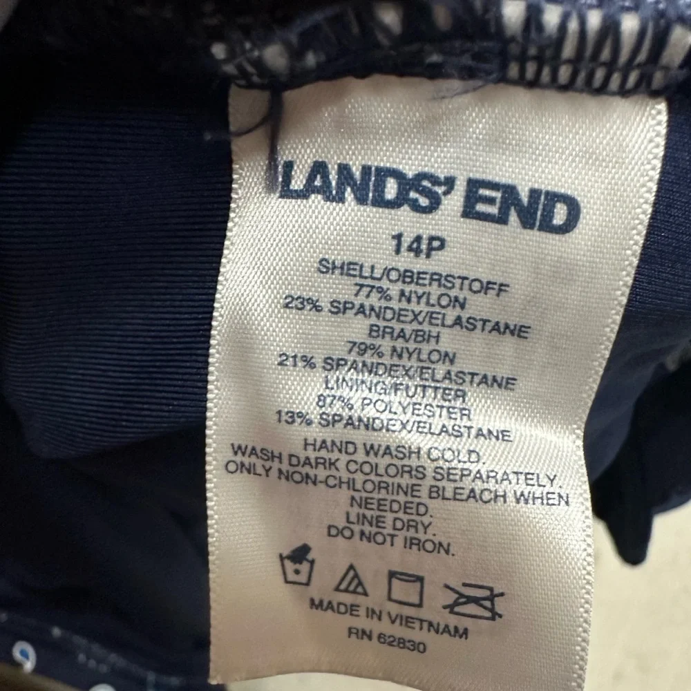 💜Lands' End Navy Swim Bra Tankini with Patterned Trim - Picture 6 of 11